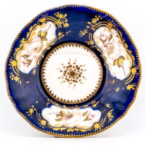 England Porcelain Saucer Gilt Coalport Ridgway Alcock Cobalt Blue Regency 19th C
