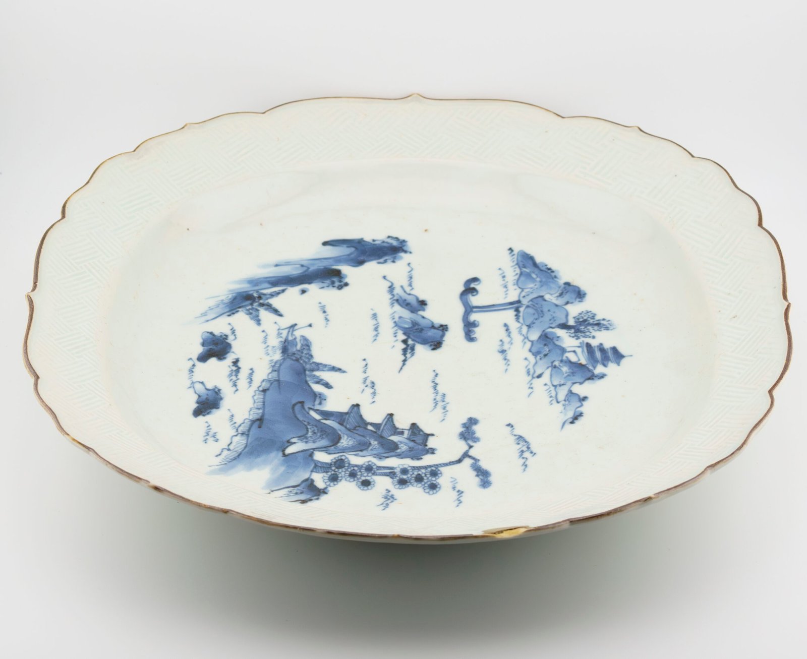 Japanese Porcelain Edo Plate Blue White Kintsugi Large Arita Period 18th Century - Image 4