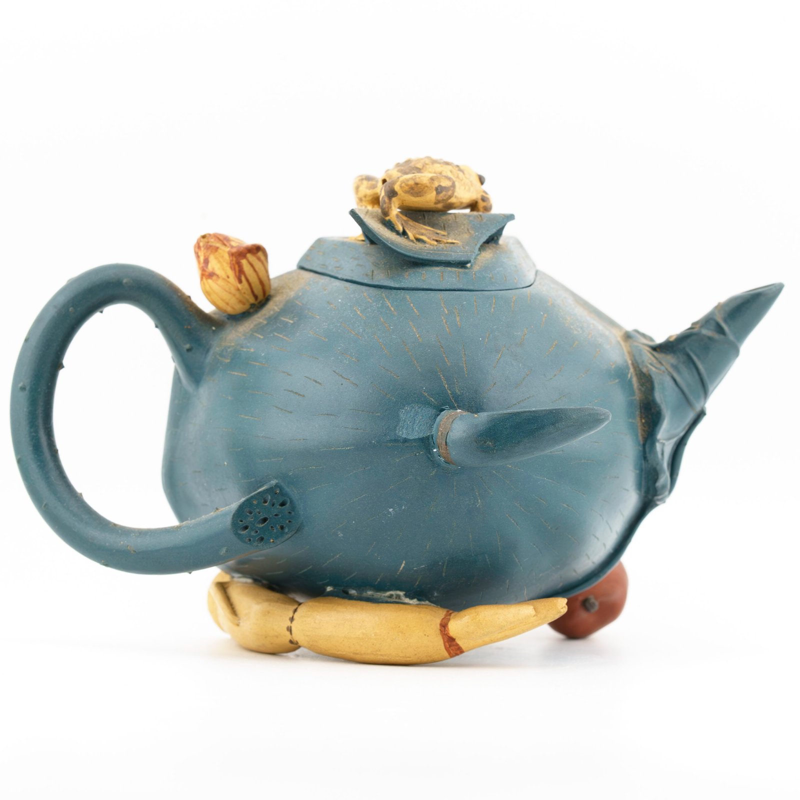 Chinese Yixing Teapot Cover Lotus Pod Frog Water Chestnut Rong Seal Marks 20th C - Image 3