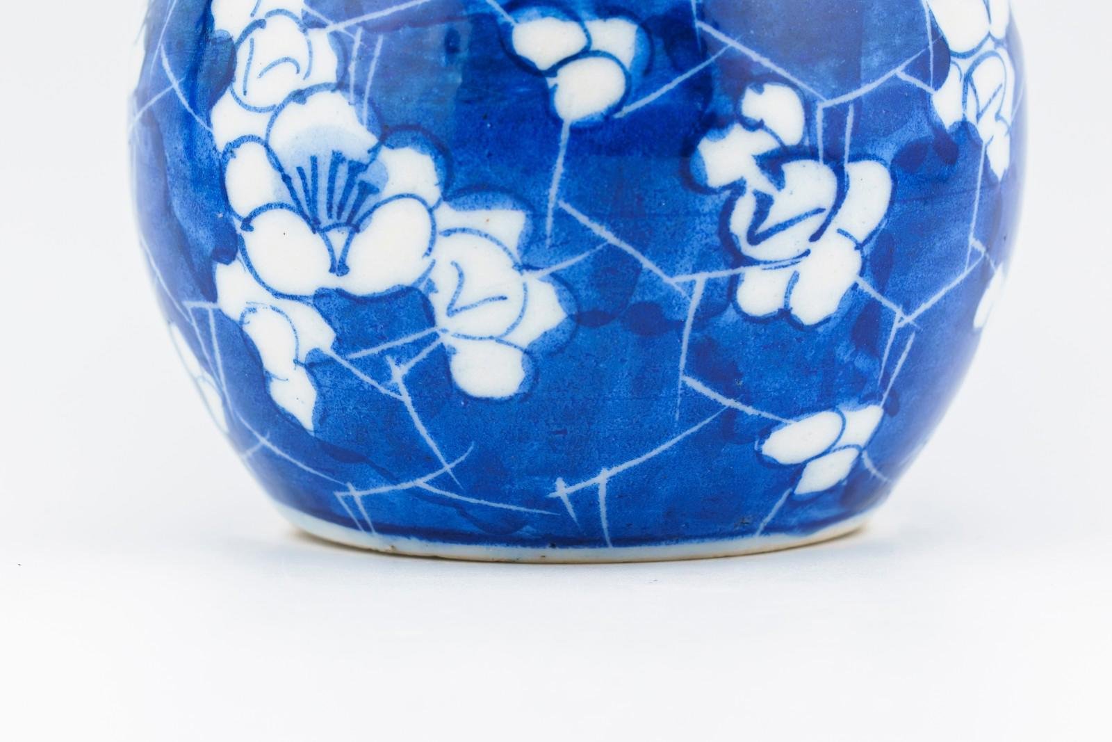 Chinese Porcelain Bottle Vase Crackle Ice Blue White Prunus Republic Late 20th C - Image 6