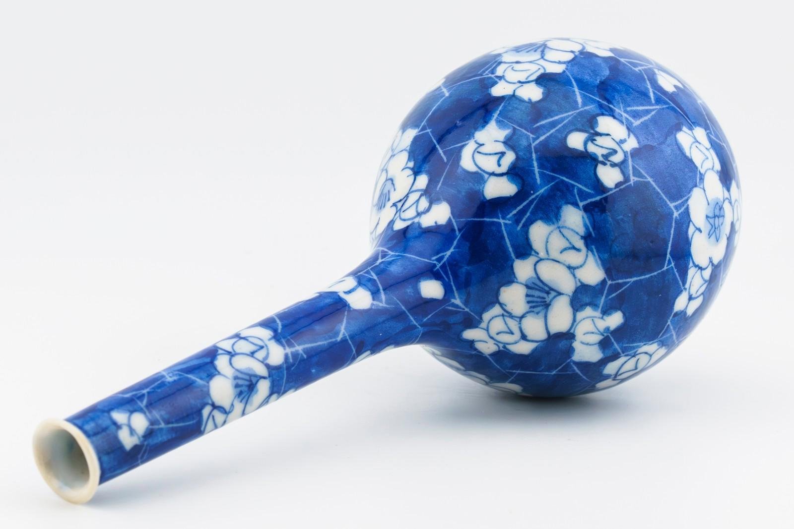 Chinese Porcelain Bottle Vase Crackle Ice Blue White Prunus Republic Late 20th C - Image 9