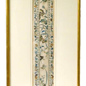 Chinese Gilt Textile Embroidery Silk Panel Framed Picture Qing 19th Century