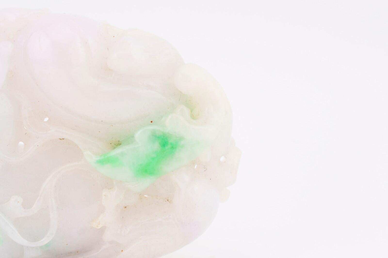 Chinese Jade White Pale Green Carved Gourd Squirrel Bird Qing Republic 20th C - Image 6