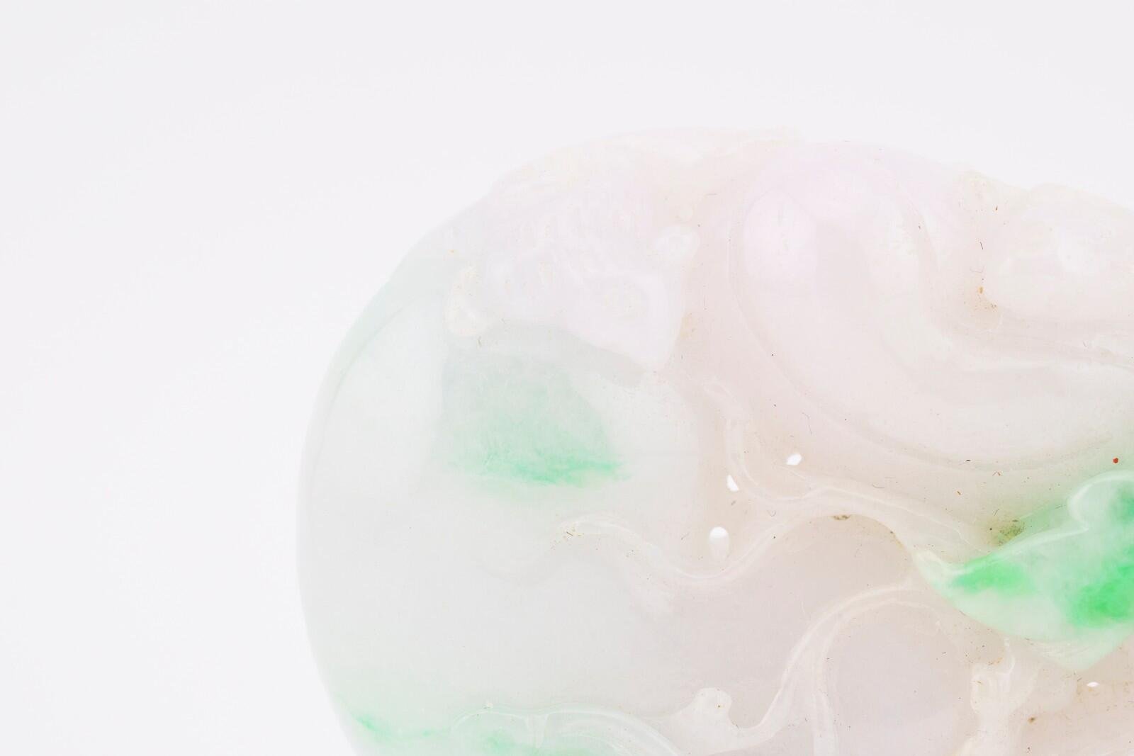 Chinese Jade White Pale Green Carved Gourd Squirrel Bird Qing Republic 20th C - Image 7