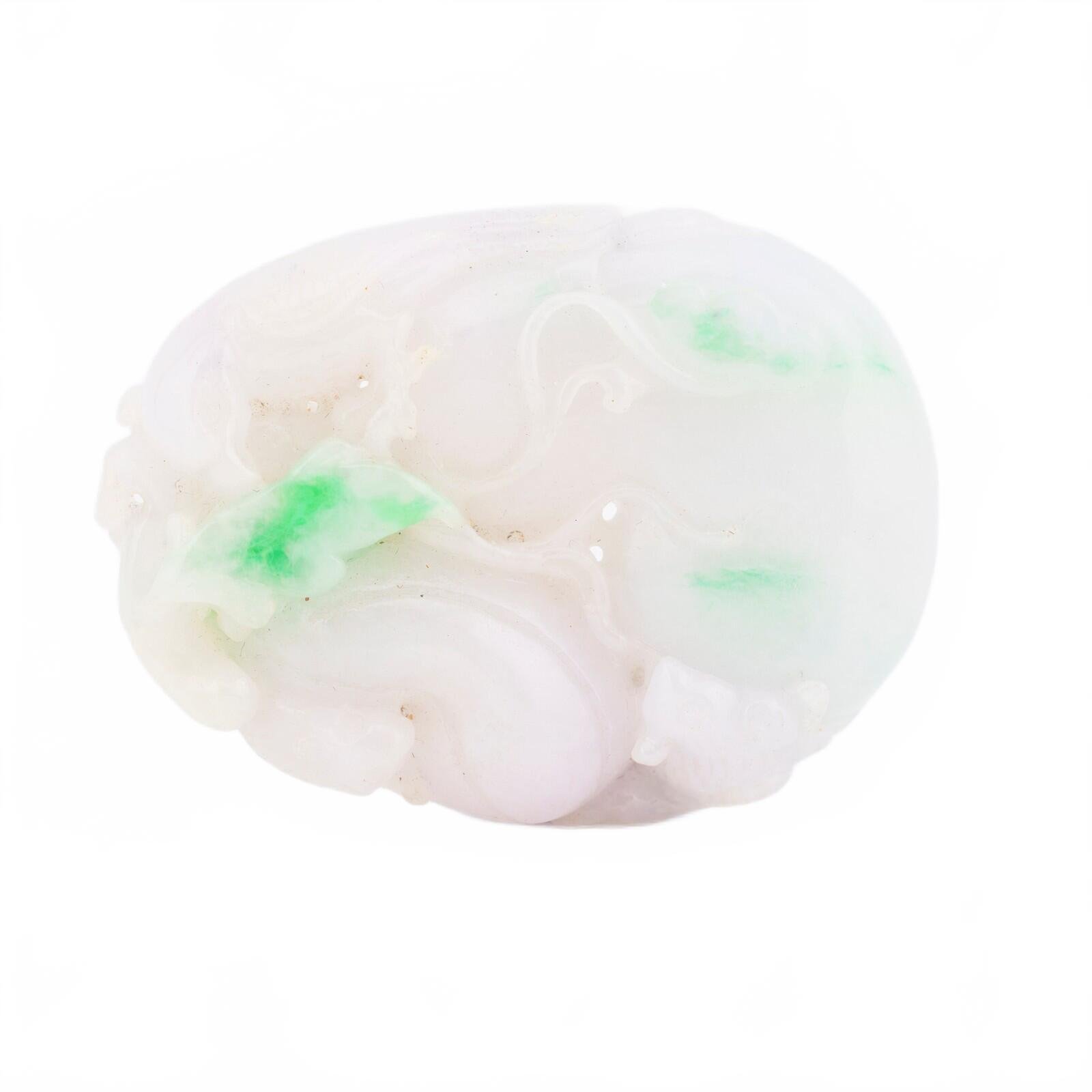 Chinese Jade White Pale Green Carved Gourd Squirrel Bird Qing Republic 20th C - Image 9