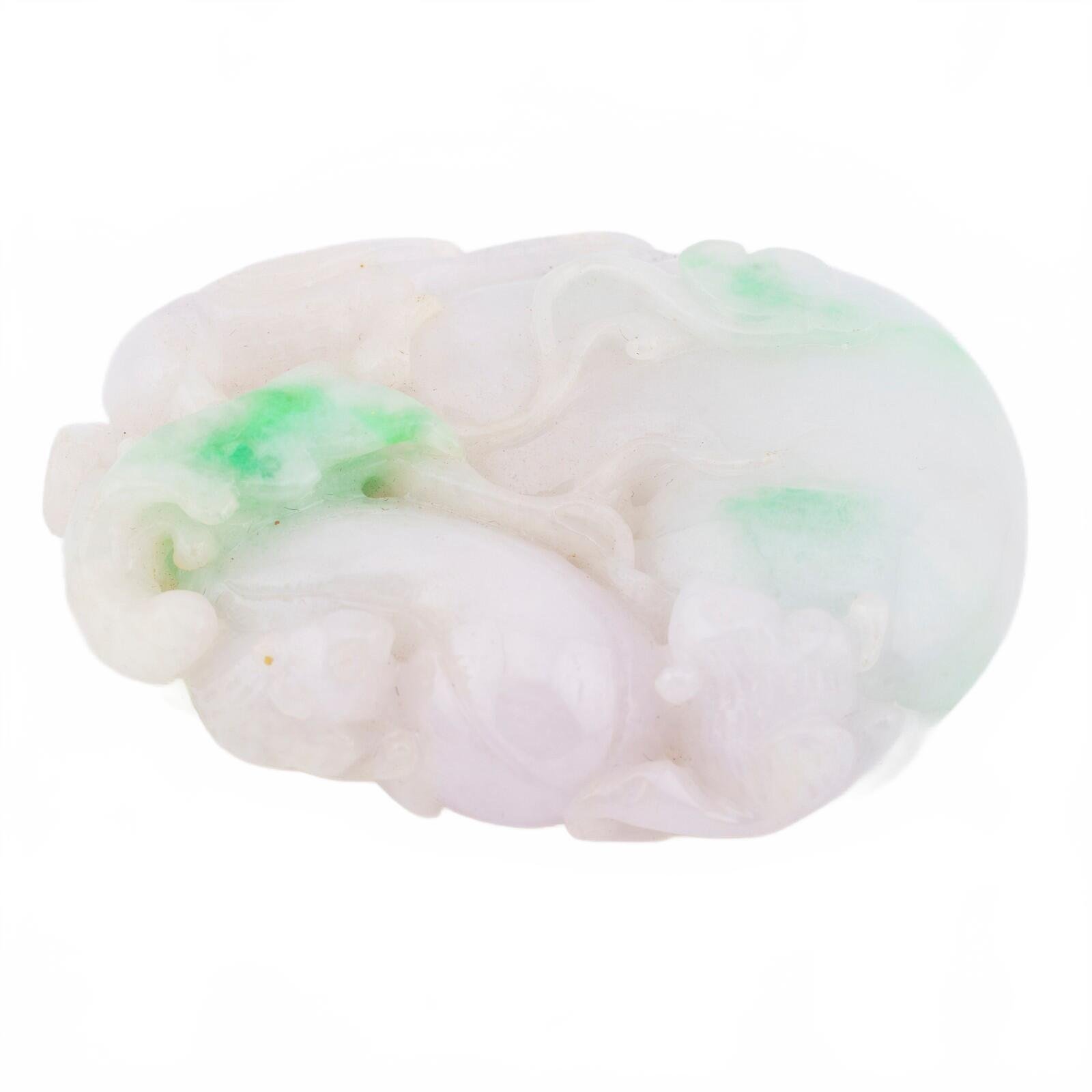 Chinese Jade White Pale Green Carved Gourd Squirrel Bird Qing Republic 20th C - Image 12