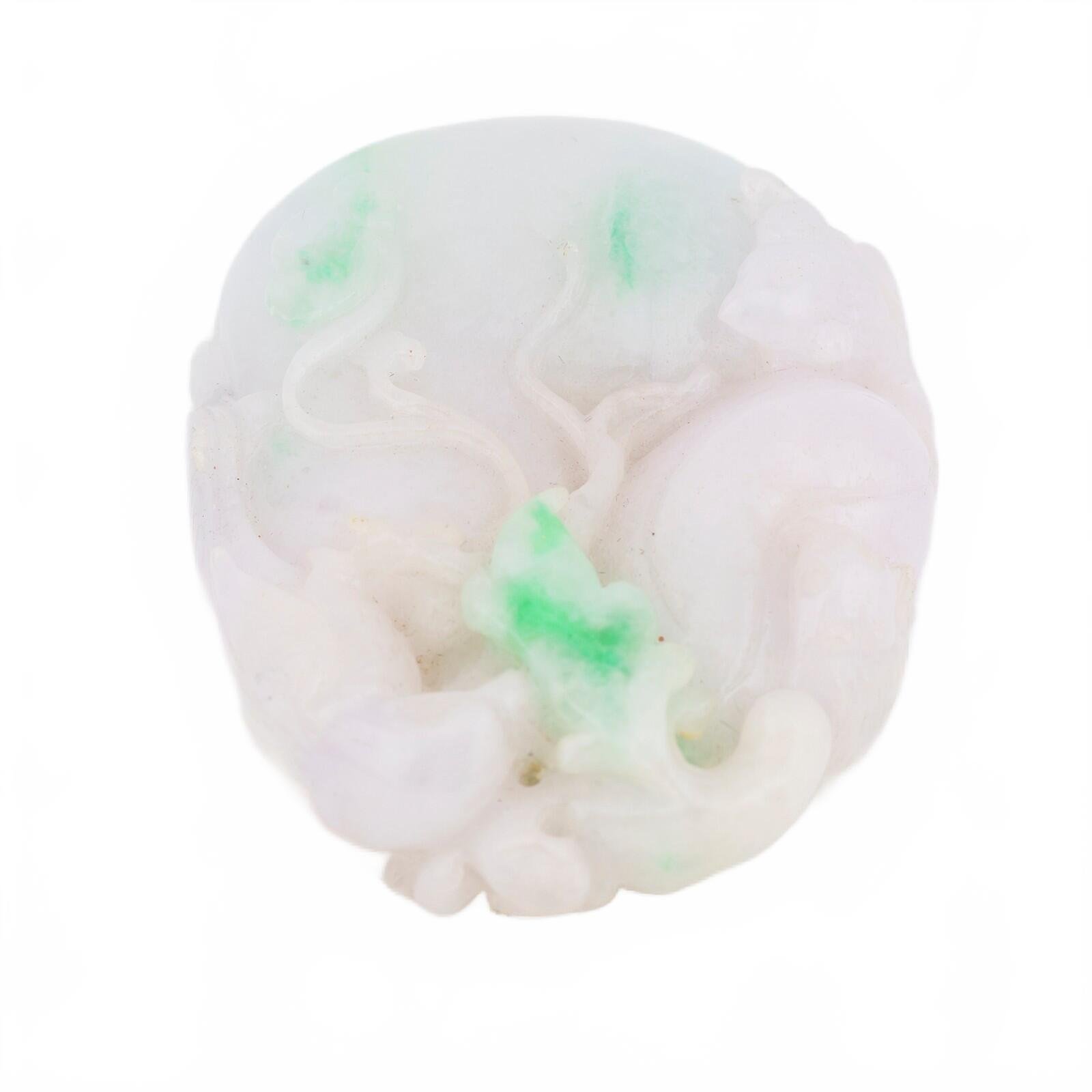 Chinese Jade White Pale Green Carved Gourd Squirrel Bird Qing Republic 20th C - Image 15