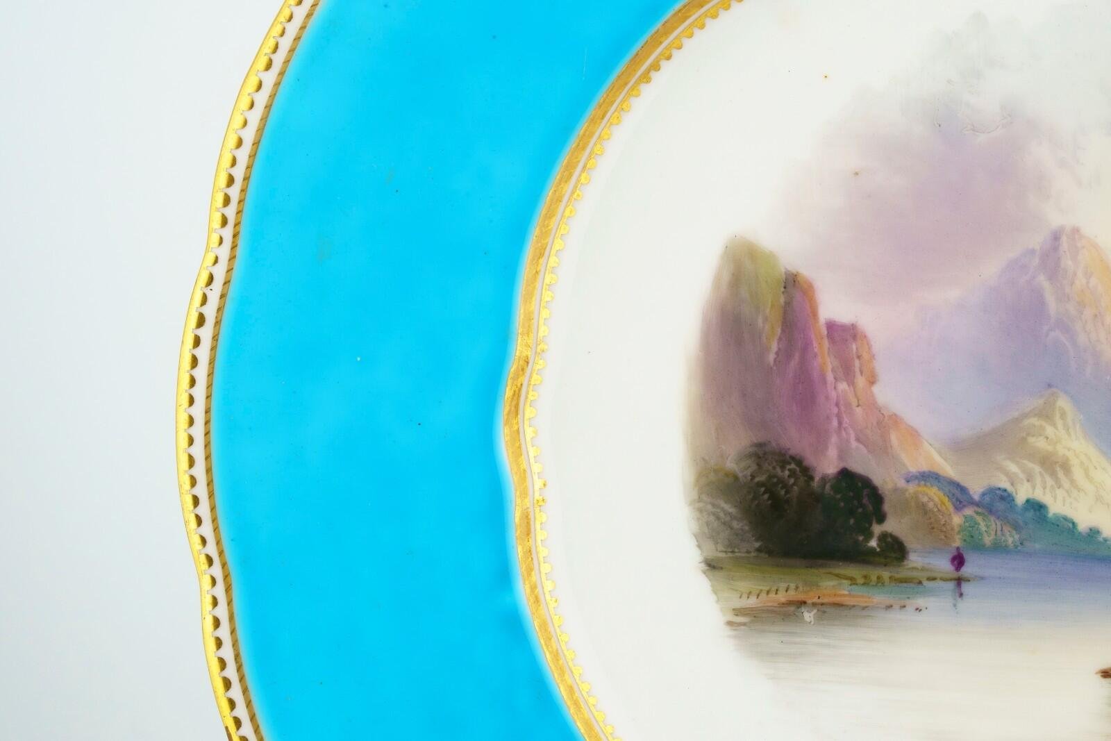 England Copeland Porcelain Plate Gilt Romantic Landscape Victorian Buttermere - Image 4