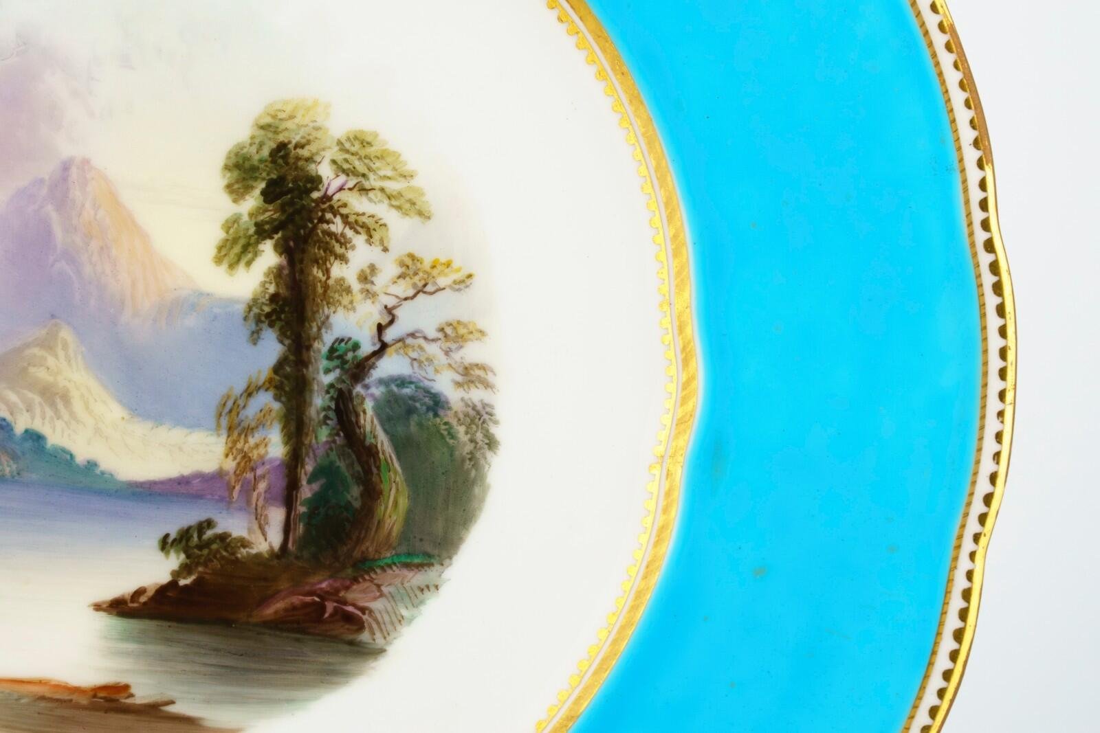 England Copeland Porcelain Plate Gilt Romantic Landscape Victorian Buttermere - Image 5