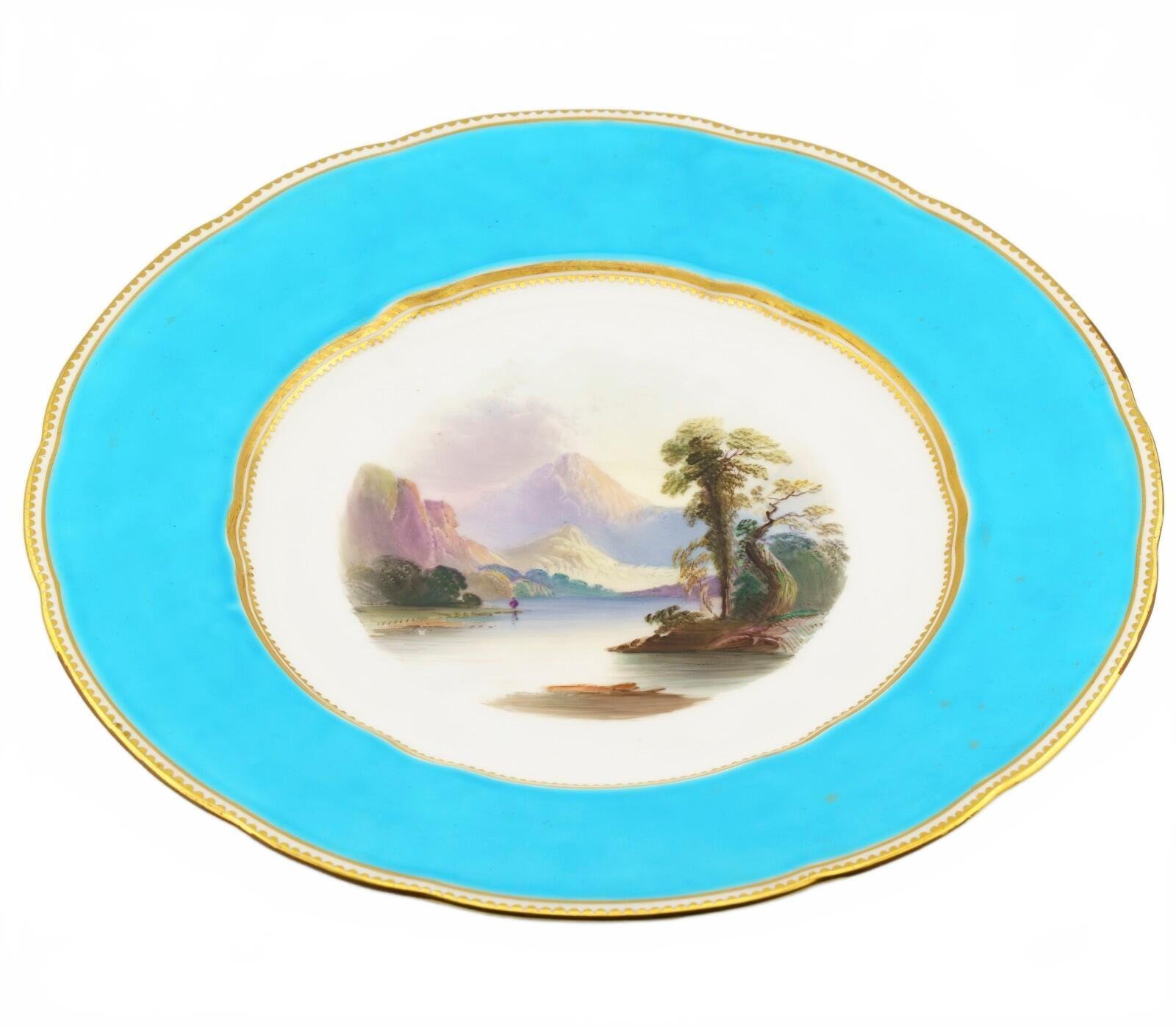 England Copeland Porcelain Plate Gilt Romantic Landscape Victorian Buttermere - Image 7