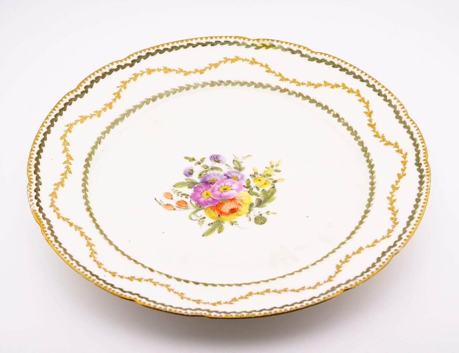 France Queen Marie Antoinette Porcelain Plate Gilt Rose Enamel Mark 19th Century - Image 5