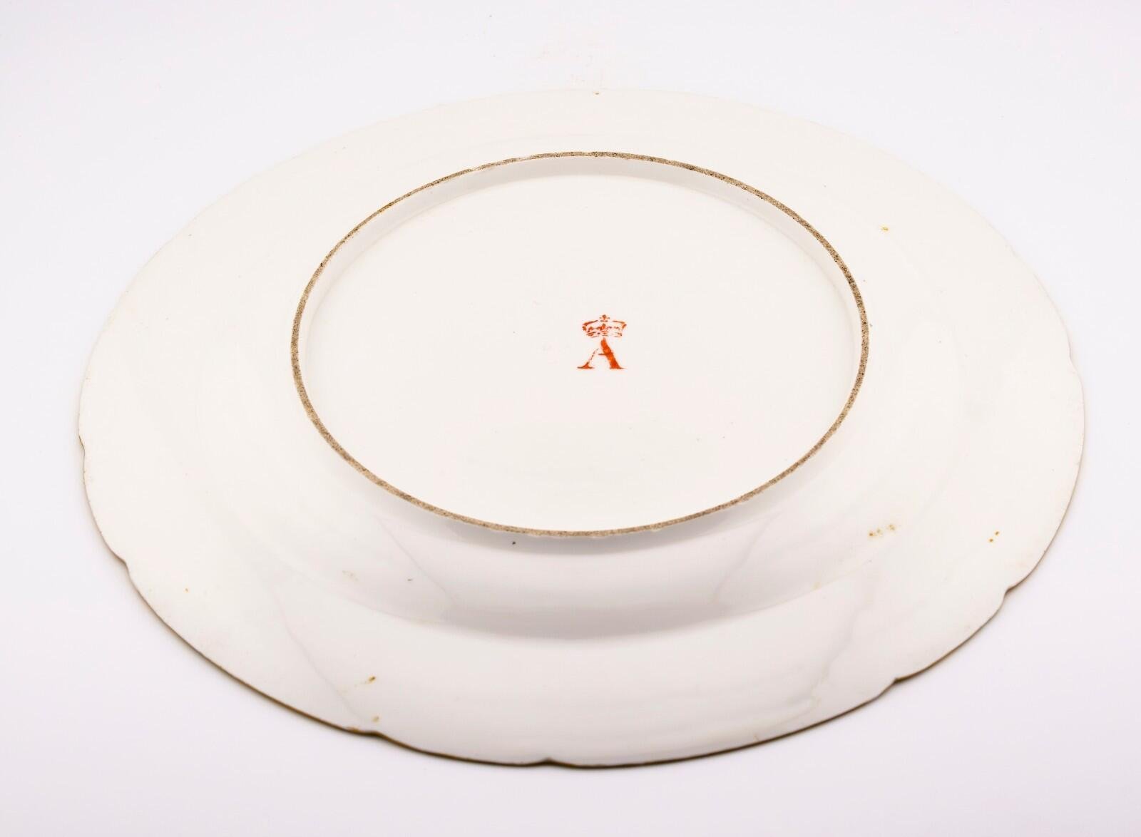 France Queen Marie Antoinette Porcelain Plate Gilt Rose Enamel Mark 19th Century - Image 6