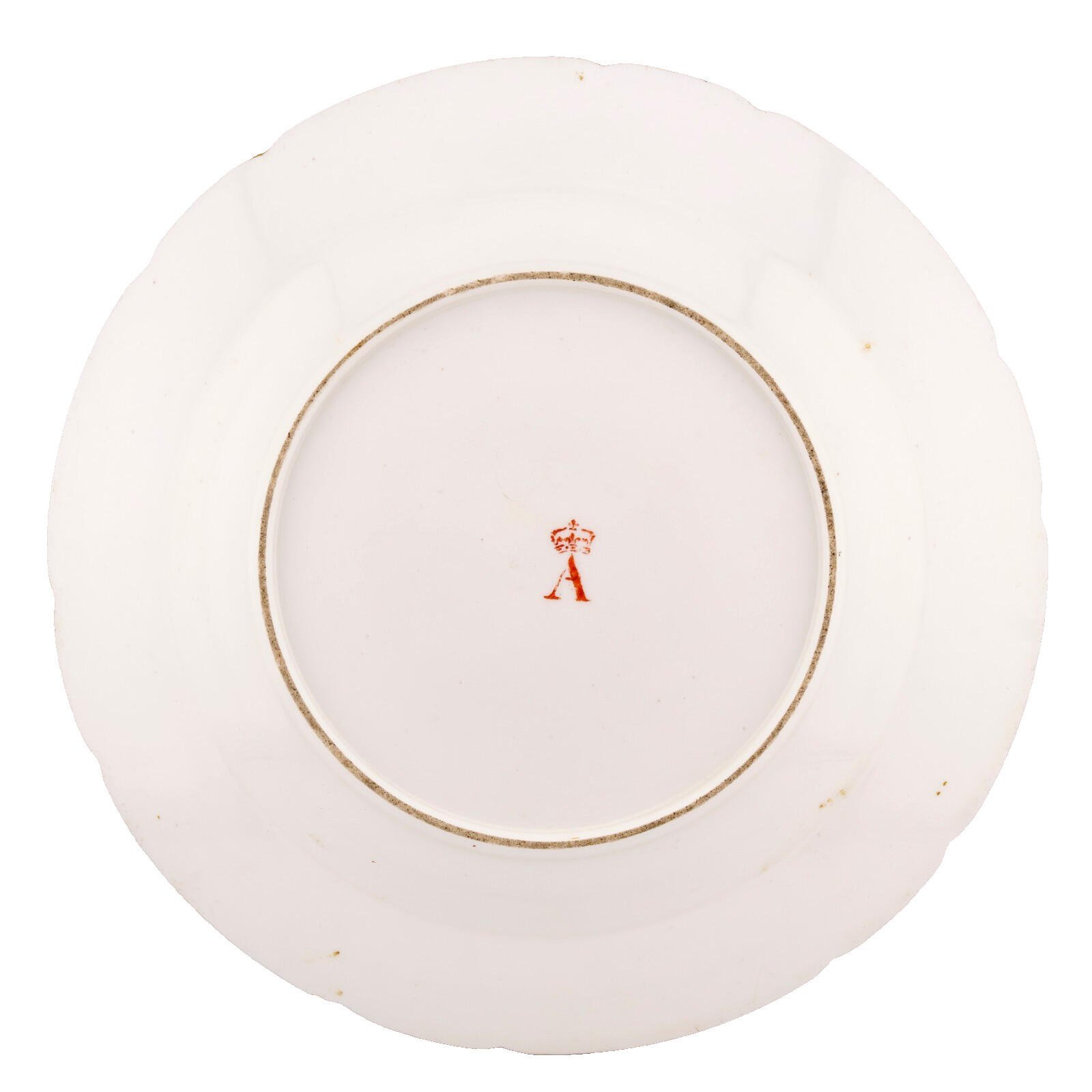 France Queen Marie Antoinette Porcelain Plate Gilt Rose Enamel Mark 19th Century - Image 7