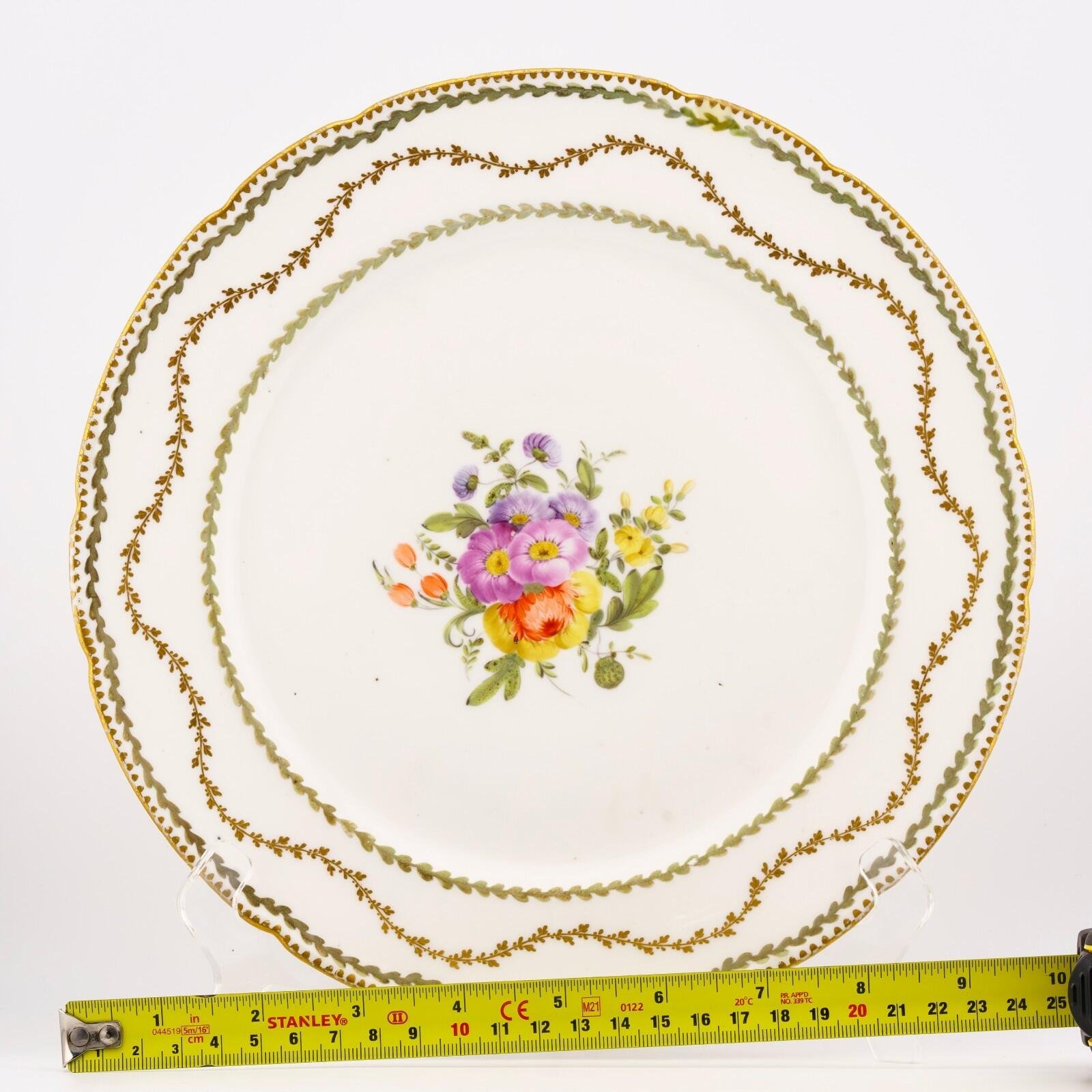 France Queen Marie Antoinette Porcelain Plate Gilt Rose Enamel Mark 19th Century - Image 9