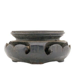 Chinese Carved Wood Stand for Miniature Vase Circle Dark Brown 20th Century