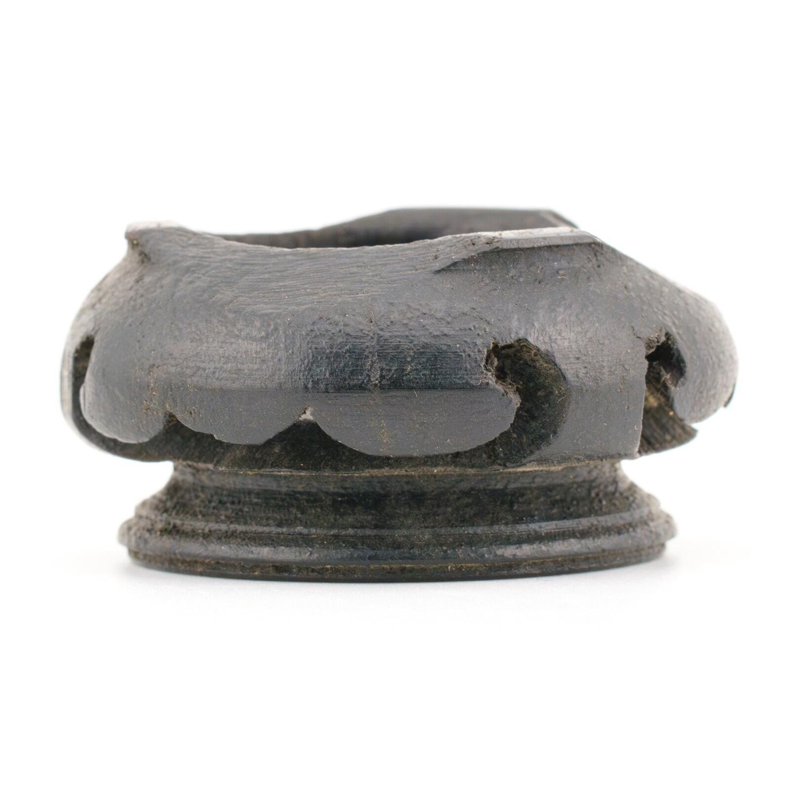 Chinese Carved Wood Stand for Miniature Vase Circle Dark Brown 20th Century - Image 6