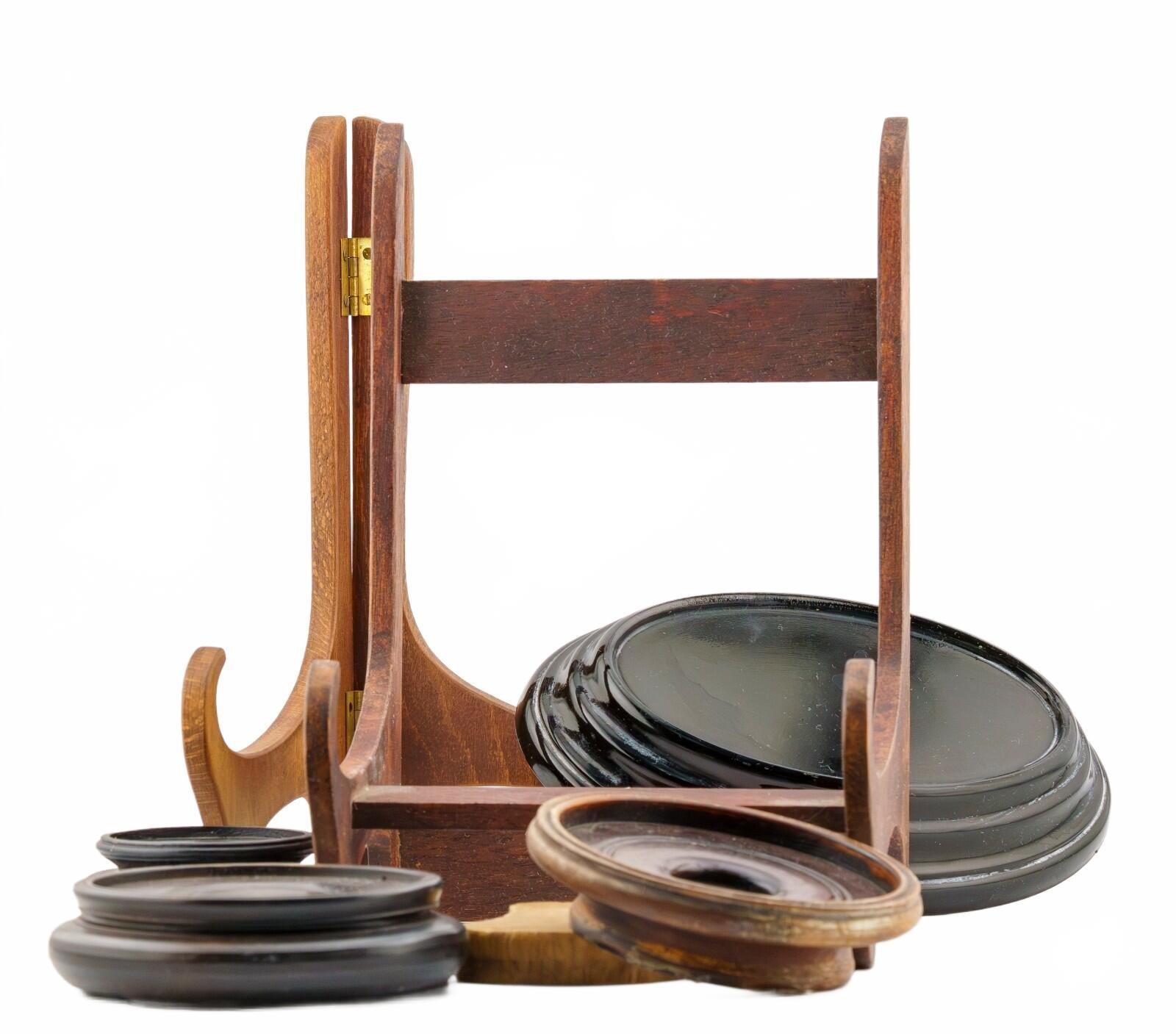 Job Lot Chinese Wood Stands Brown Scroll Mixed Material Items 19th to 20th C - Image 3