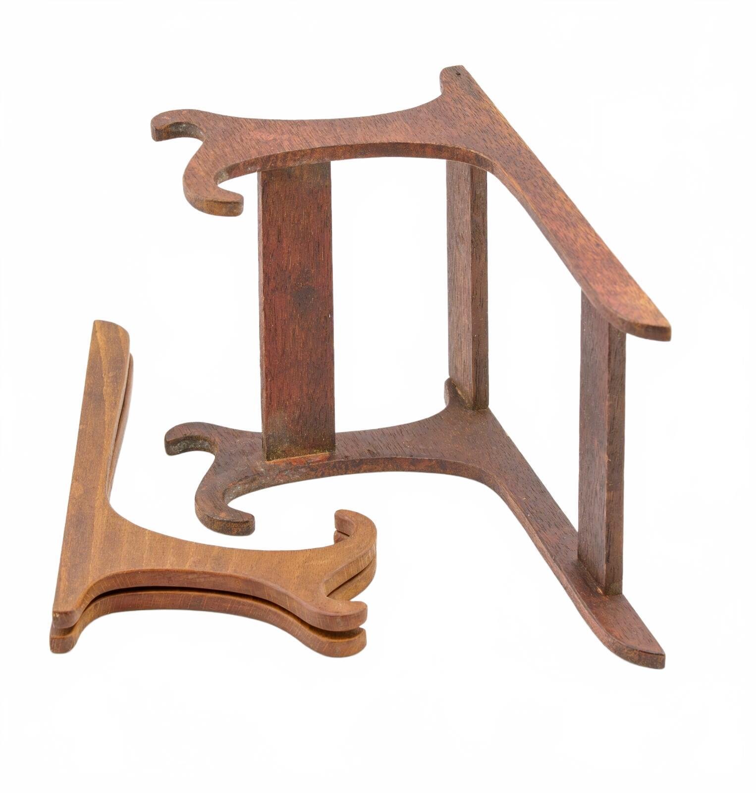 Job Lot Chinese Wood Stands Brown Scroll Mixed Material Items 19th to 20th C - Image 10