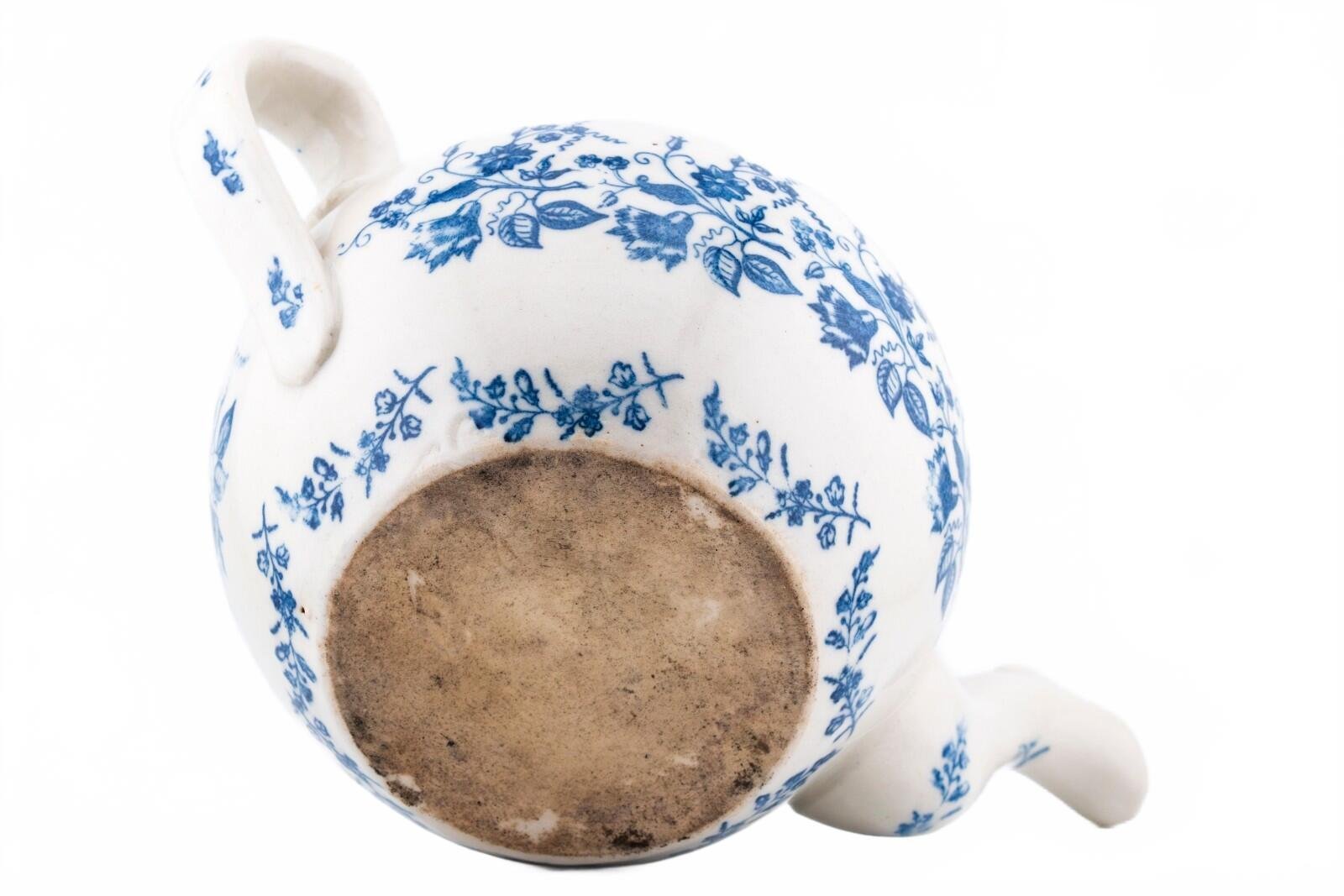 England Porcelain Teapot Cover Blue White Floral Pattern Regency 19th Century - Image 7