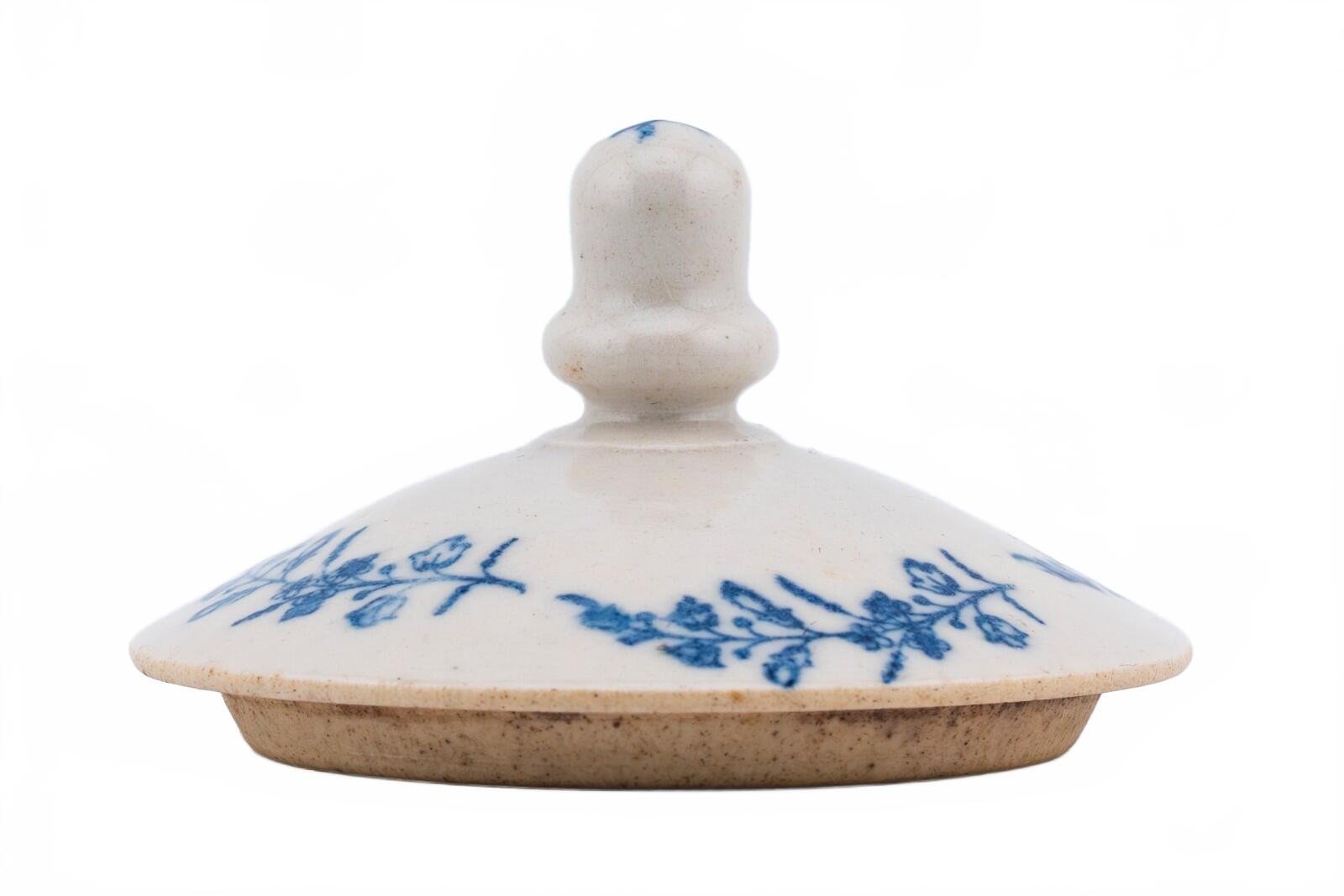 England Porcelain Teapot Cover Blue White Floral Pattern Regency 19th Century - Image 9
