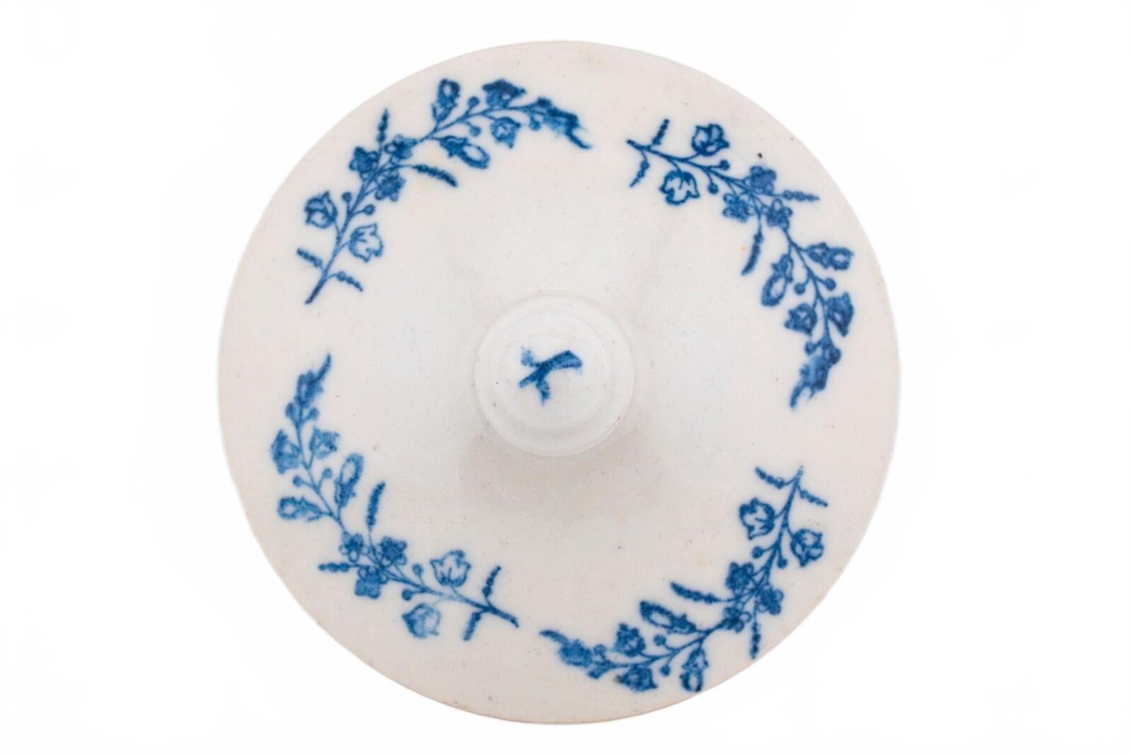 England Porcelain Teapot Cover Blue White Floral Pattern Regency 19th Century - Image 10