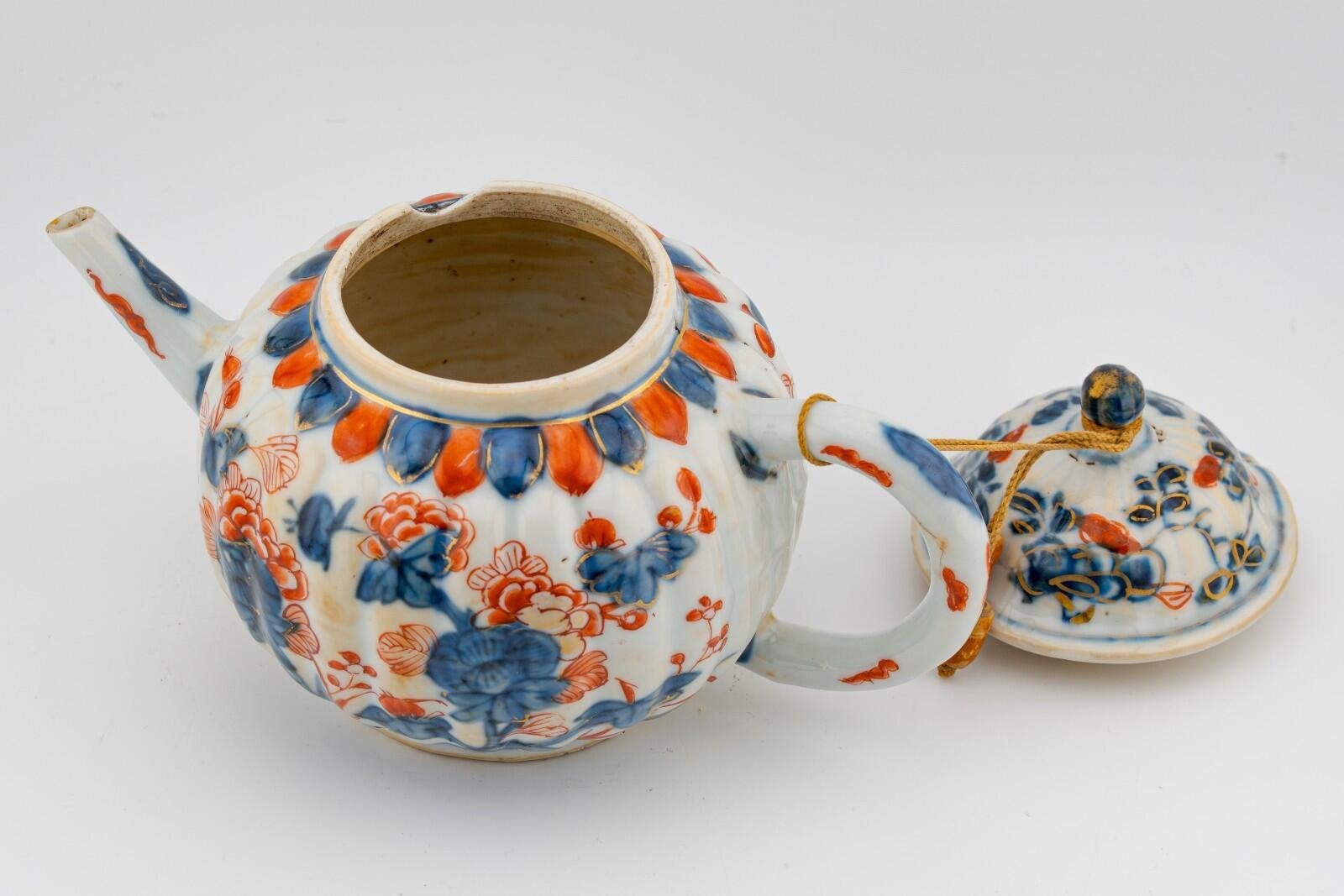 Chinese Porcelain Kangxi Teapot Cover Imari Powder Blue Gilt Qing Period 18th C - Image 10
