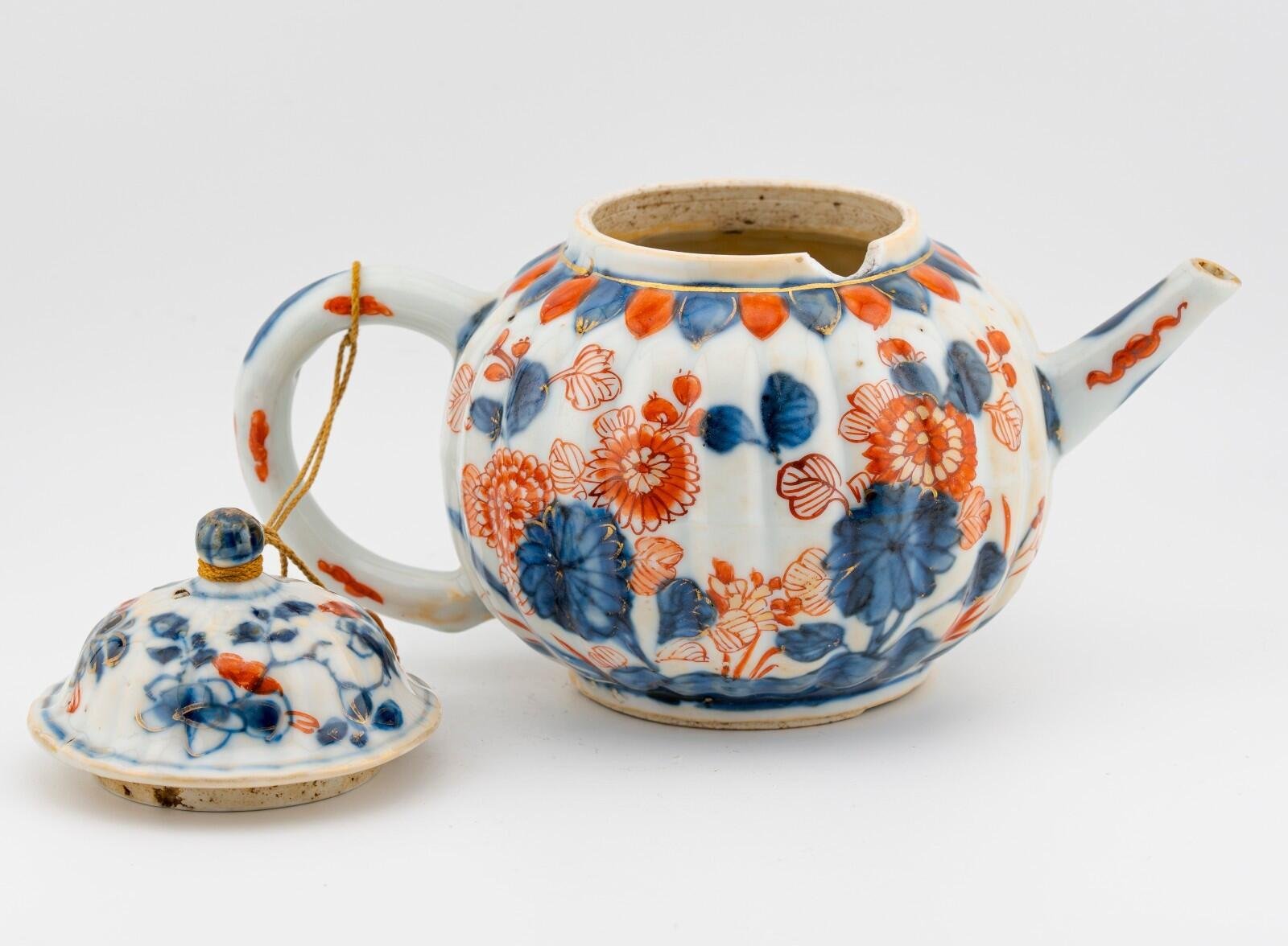 Chinese Porcelain Kangxi Teapot Cover Imari Powder Blue Gilt Qing Period 18th C - Image 12