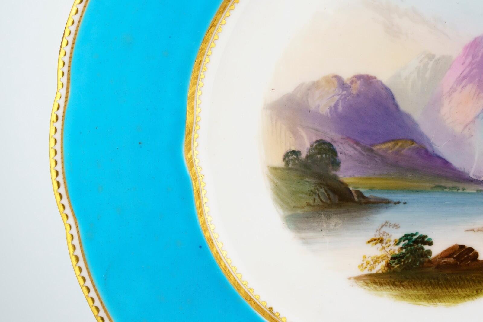 England Copeland Porcelain Plate Gilt Romantic Landscape Victorian Buttermere - Image 4