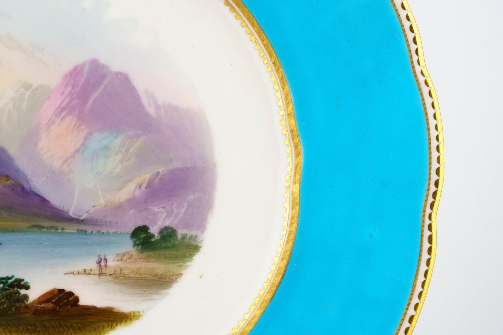 England Copeland Porcelain Plate Gilt Romantic Landscape Victorian Buttermere - Image 5