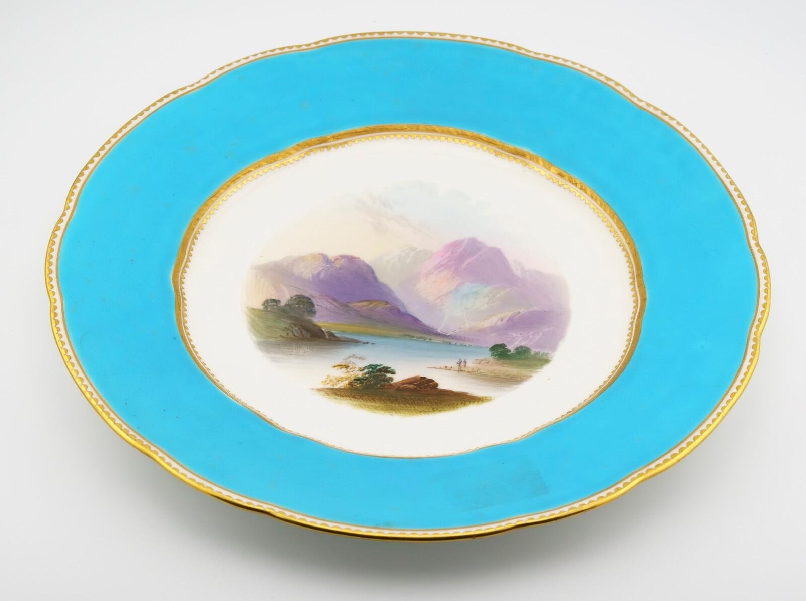England Copeland Porcelain Plate Gilt Romantic Landscape Victorian Buttermere - Image 7