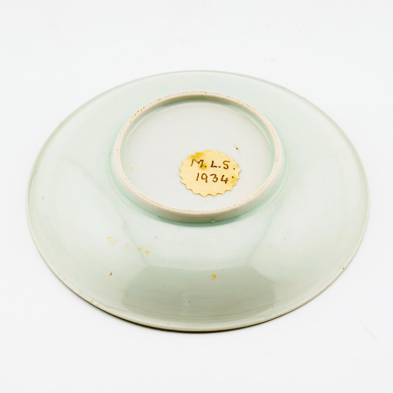 Japanese Porcelain Saucer Imari Gilt Blue Red Arita Meiji Labeled Period 19th C. - Image 10