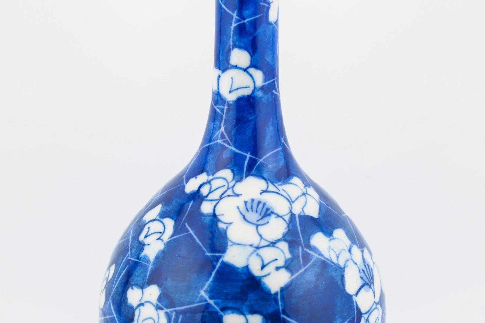 Chinese Porcelain Bottle Vase Crackle Ice Blue White Prunus Republic Late 20th C - Image 5