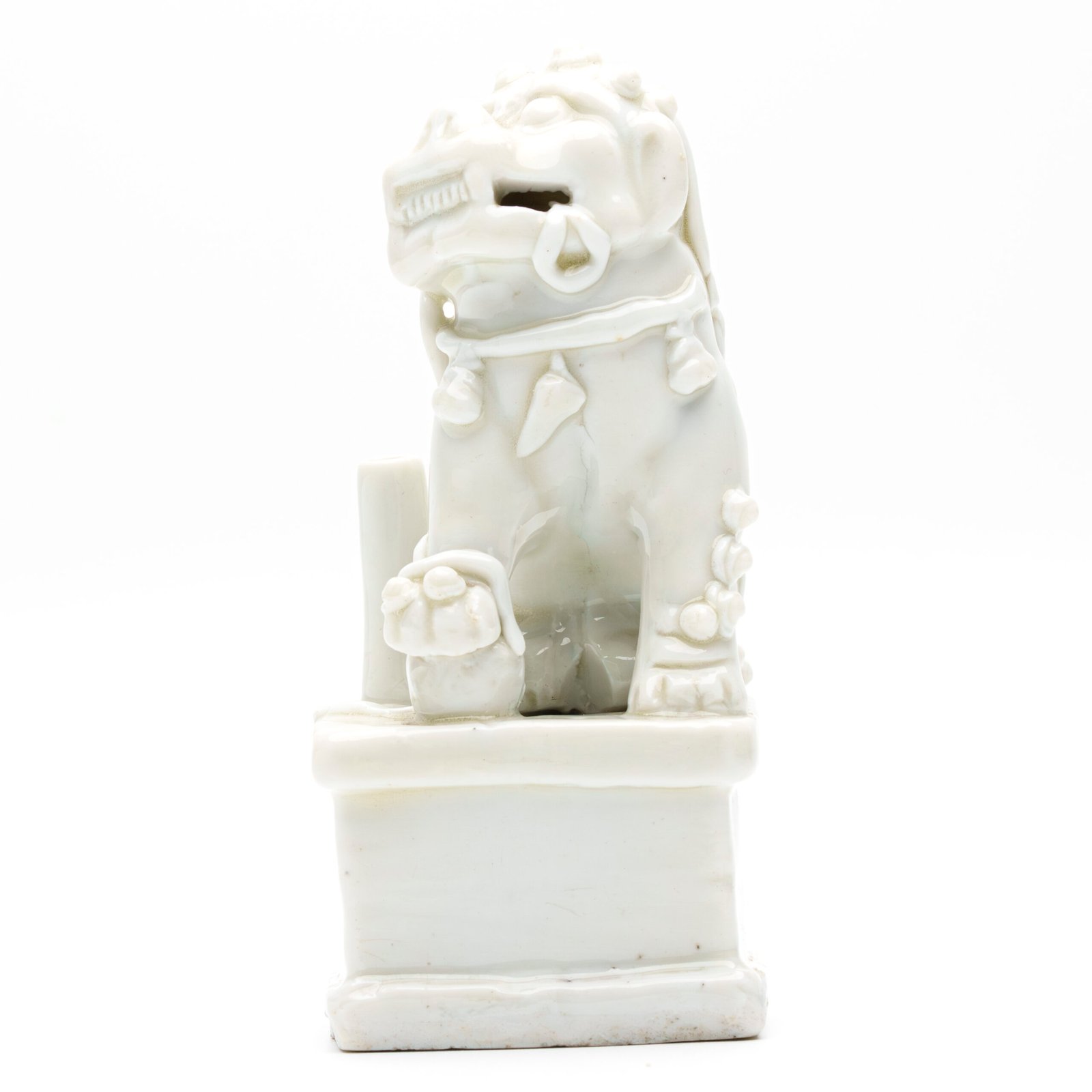 Chinese Buddhist Foo Lion Figure Blanc De Chine Dehua Joss Stick Qing Holder 17C - Image 7