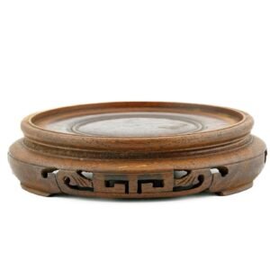 Chinese Carved Wood Stand Brown Display Scroll Base for Vase Qing Republic 20th C