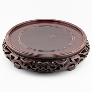 Chinese Carved Wood Stand Circle Legged Scroll Qing Period 20th Century