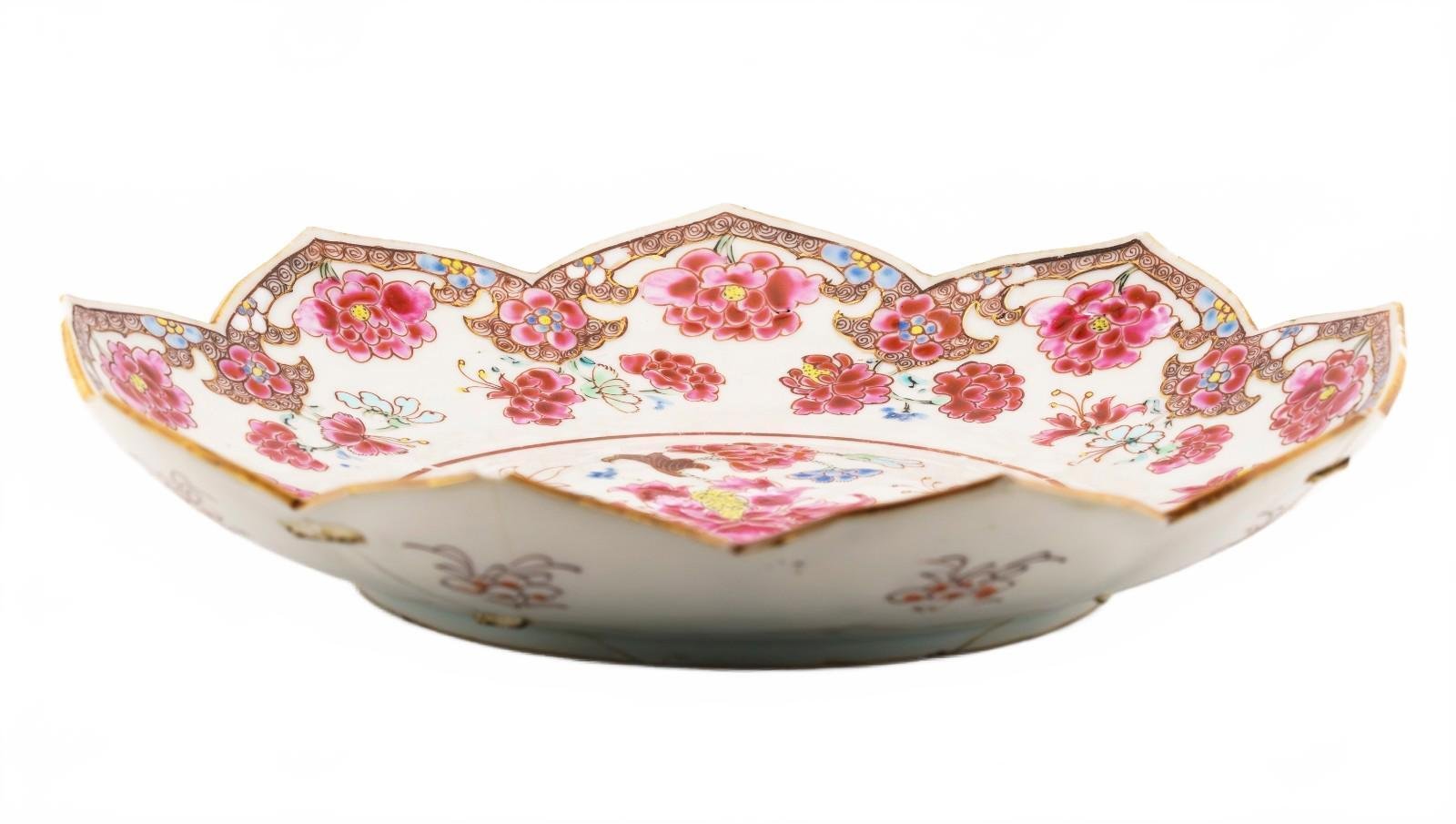 Chinese Porcelain Yongzheng Plate Famille Rose Gilt Peony Qing Period 18th C - Image 10