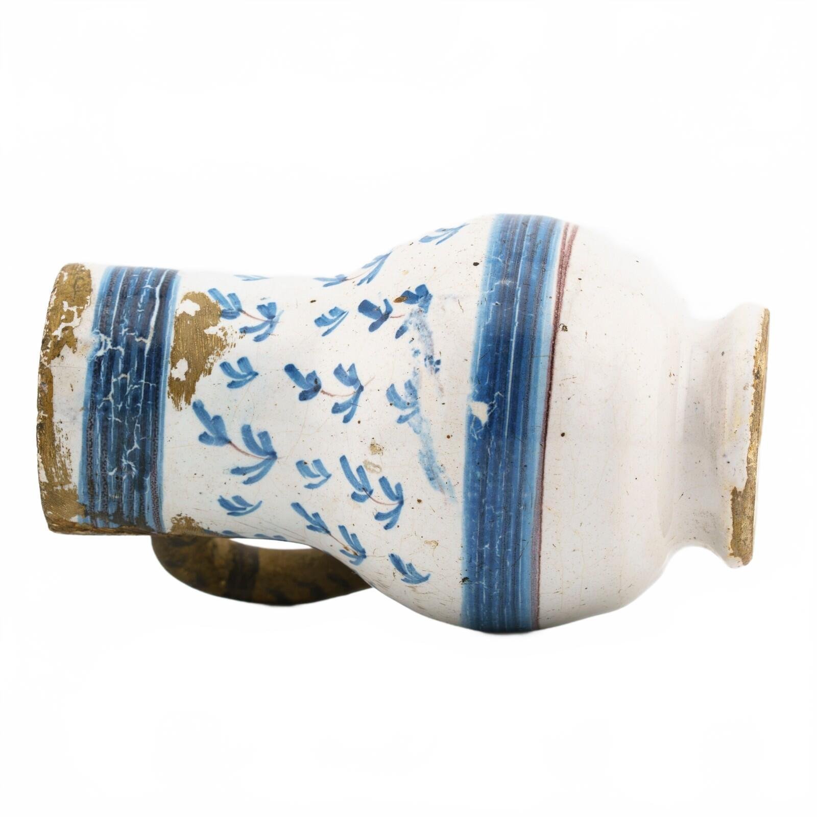 English Delft Ware Mug Jug Handle Blue White Salopian Pottery Floral 18th C. - Image 13