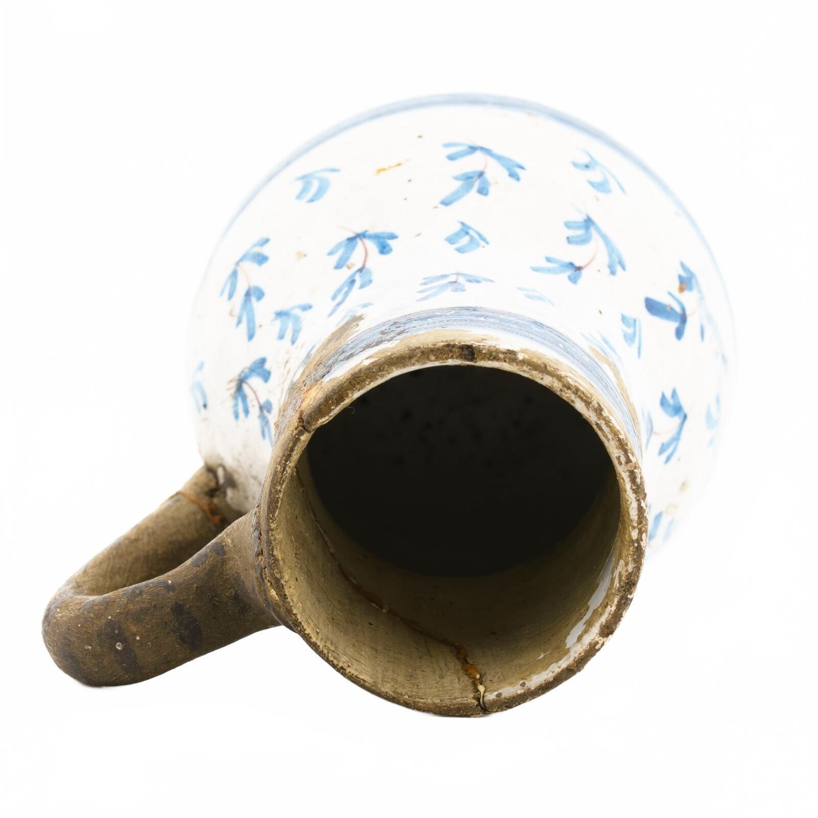English Delft Ware Mug Jug Handle Blue White Salopian Pottery Floral 18th C. - Image 14