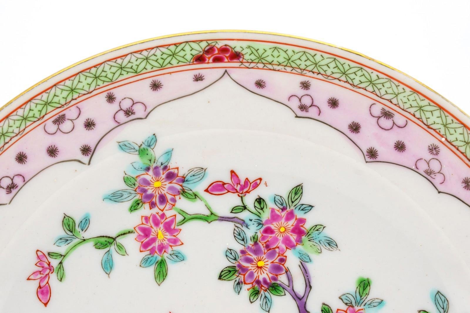 Chinese Porcelain Plate Cockerel Famille Rose Peony Flower Late Period 20th C - Image 3
