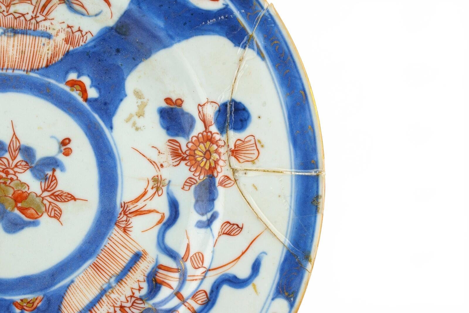 Chinese Porcelain Plate Imari Gilt Flower Peony Married Qing Kangxi Period 18C - Image 4
