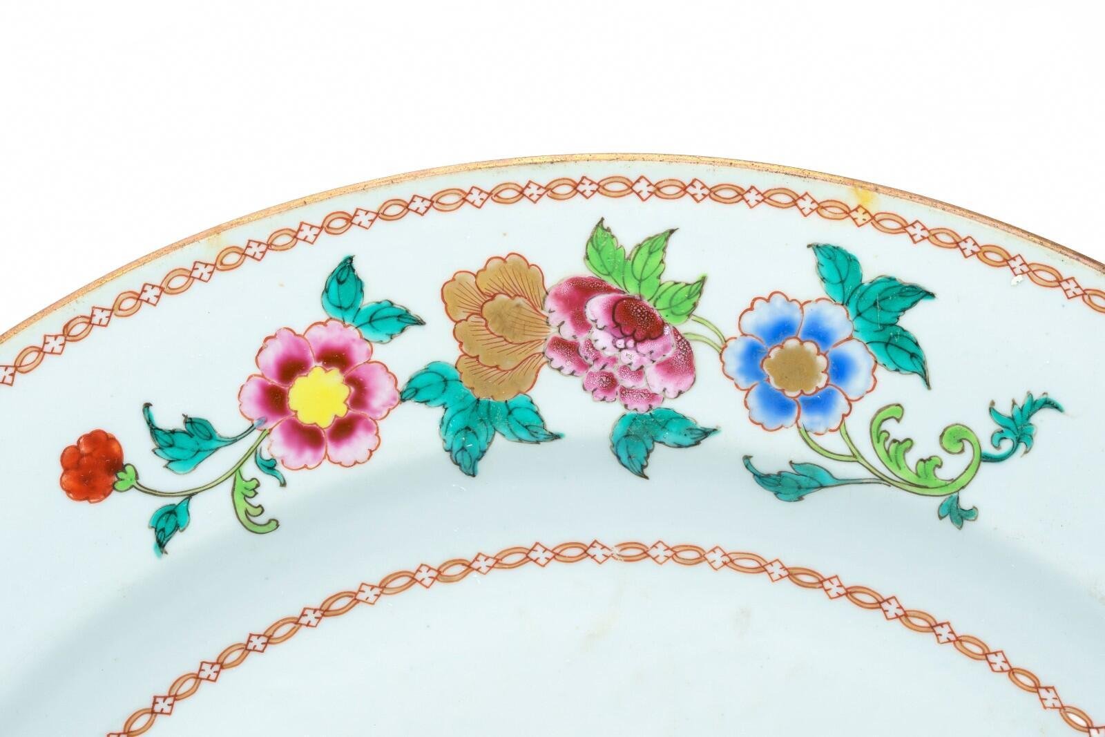 Chinese Qianlong Porcelain Charger Famille Rose Gilt European Aqua Bird Qing 18C - Image 9