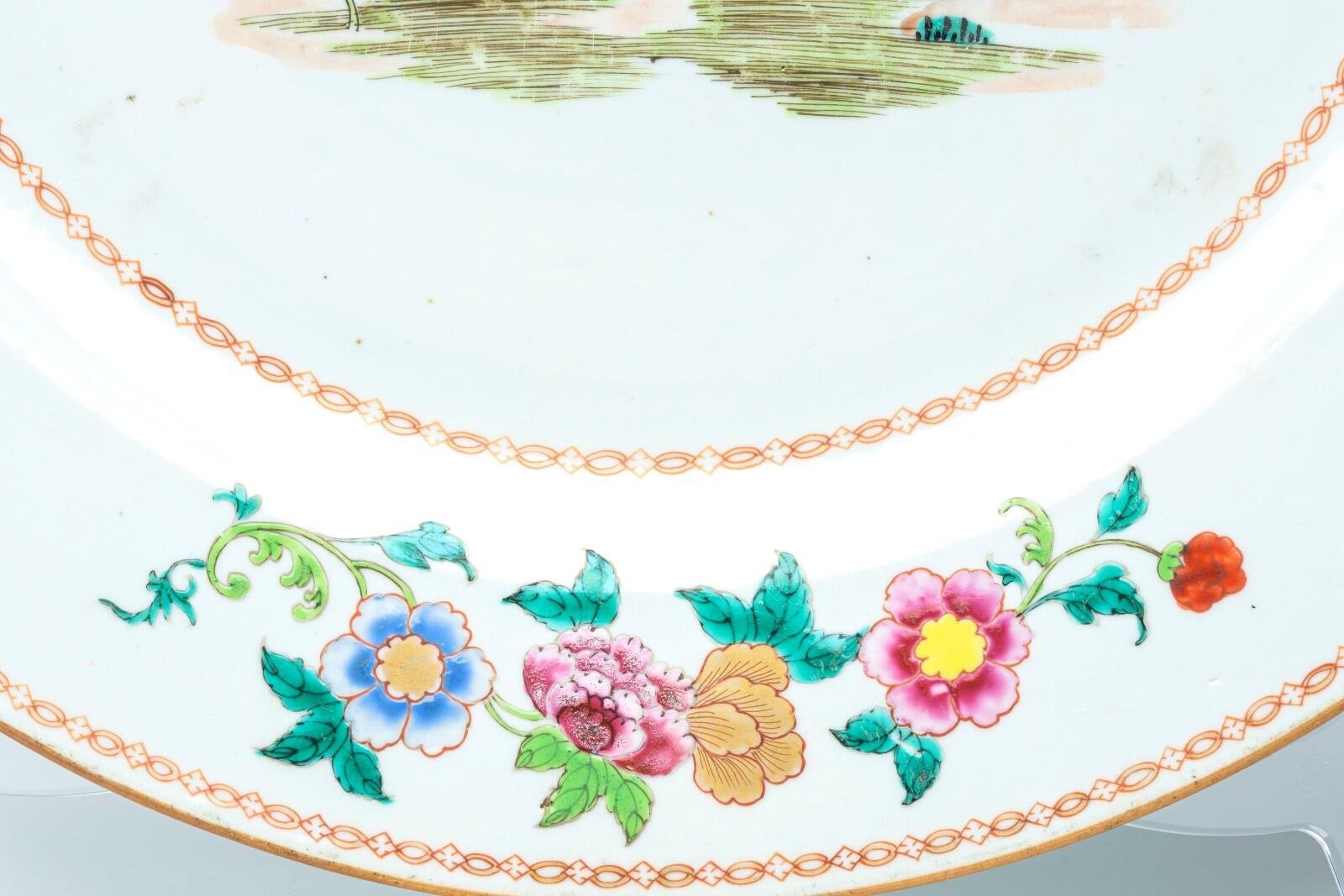 Chinese Qianlong Porcelain Charger Famille Rose Gilt European Aqua Bird Qing 18C - Image 13