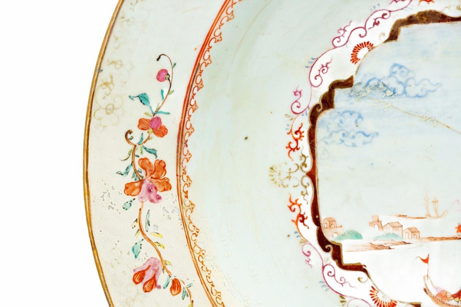 Chinese Charger Meissen Style European Porcelain Famille Rose Gilt Qianlong 18C - Image 4