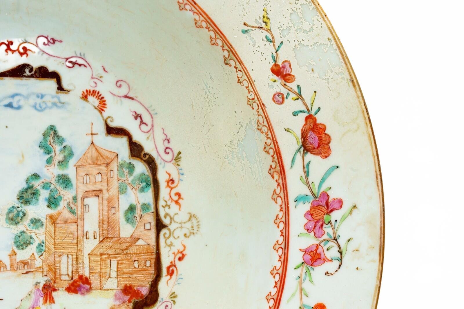 Chinese Charger Meissen Style European Porcelain Famille Rose Gilt Qianlong 18C - Image 5
