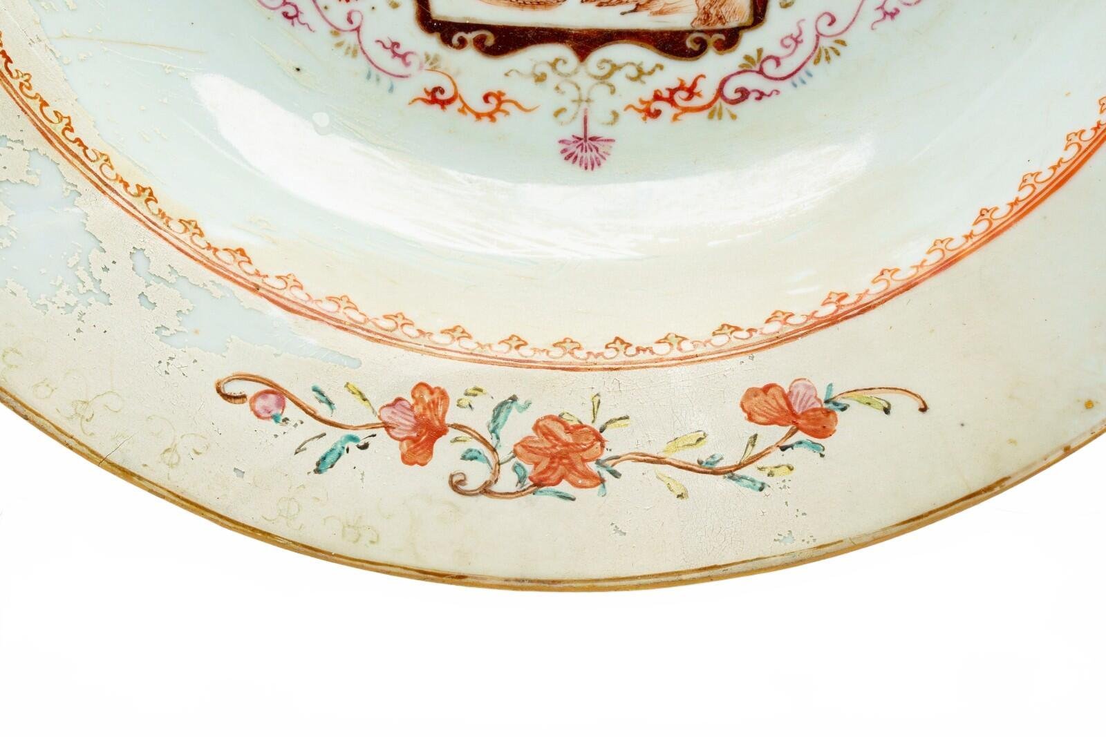 Chinese Charger Meissen Style European Porcelain Famille Rose Gilt Qianlong 18C - Image 6