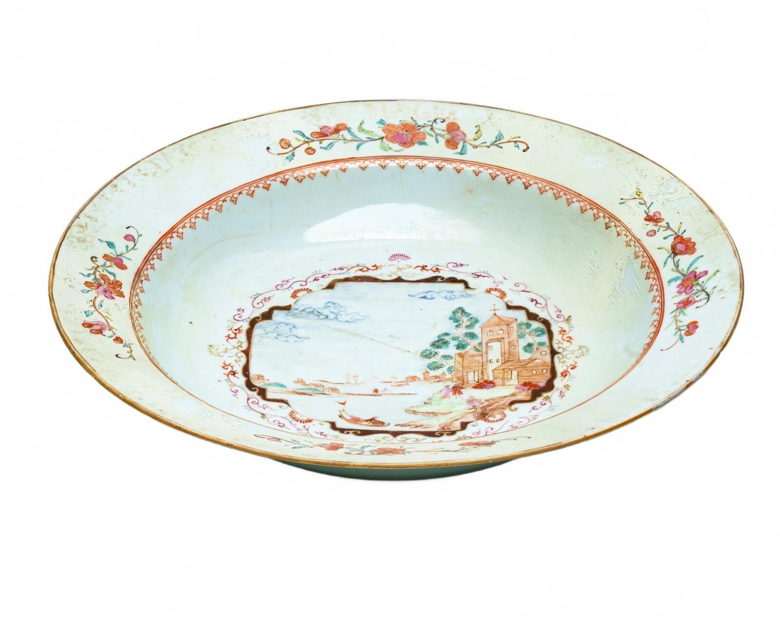 Chinese Charger Meissen Style European Porcelain Famille Rose Gilt Qianlong 18C - Image 12