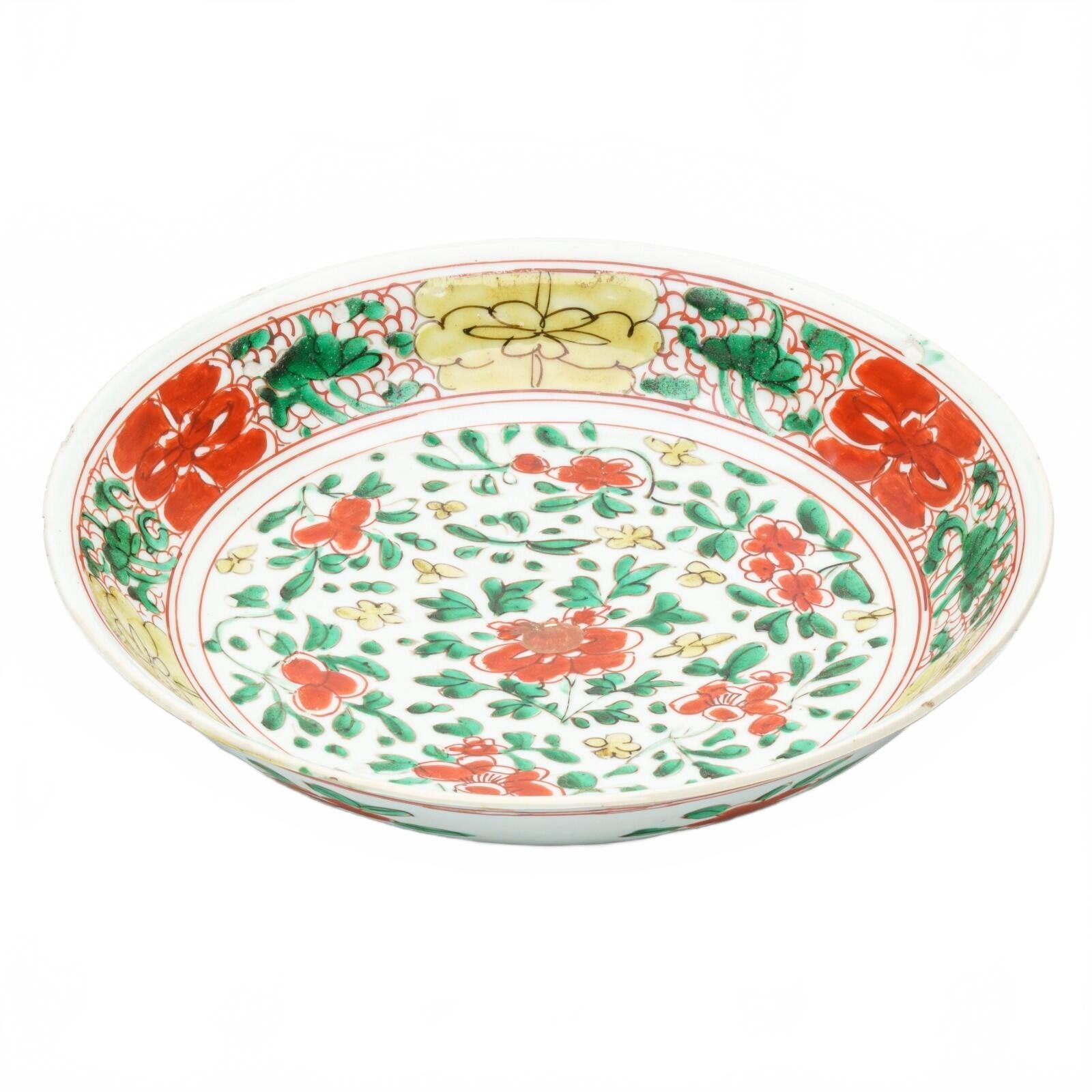 Chinese Porcelain Kangxi Famille Verte Wucai Plate Peony Enamel Qing Marked 18C - Image 7