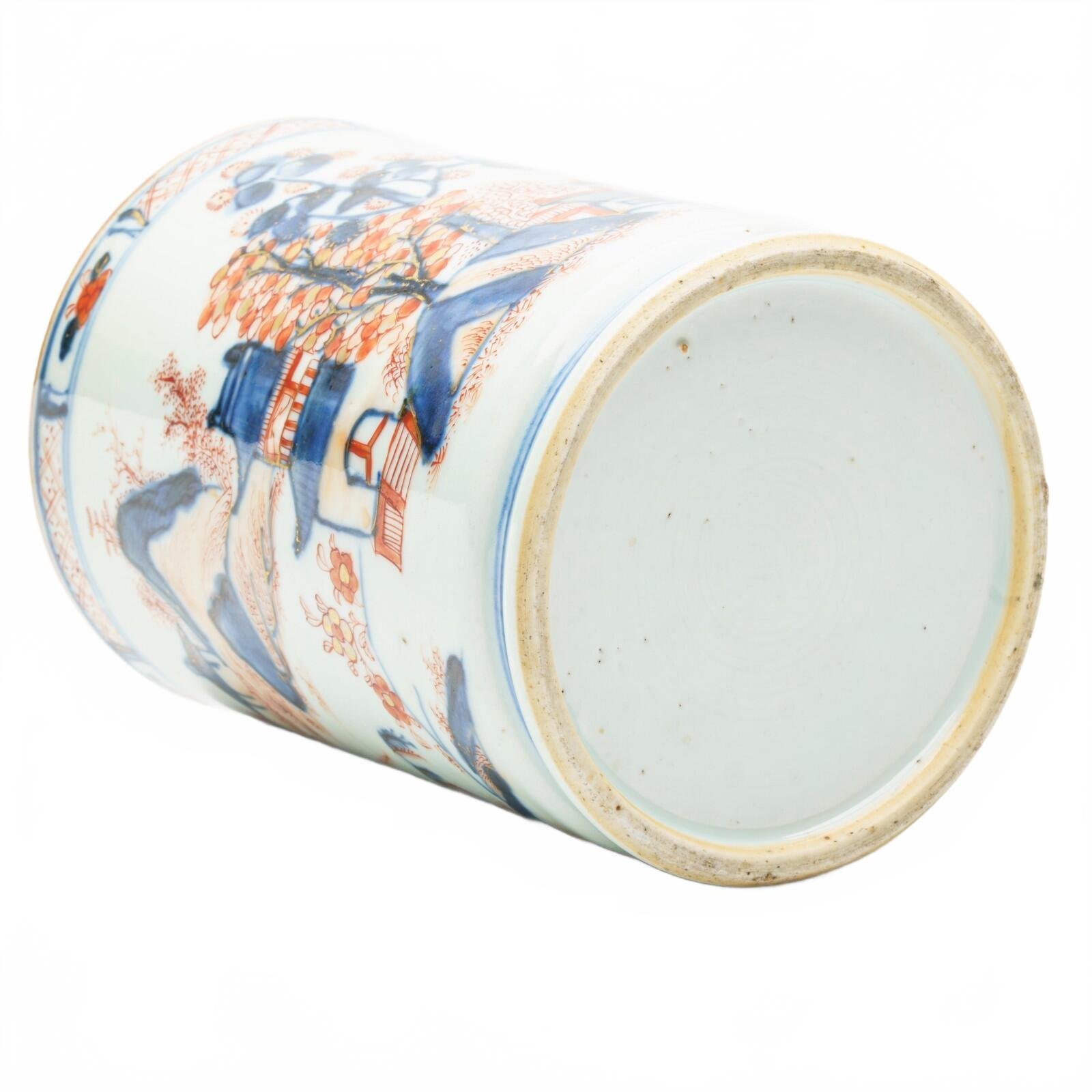 Chinese Porcelain Kangxi Tankard Cover Imari Gilt Metal Handle Landscape Qing18C - Image 9