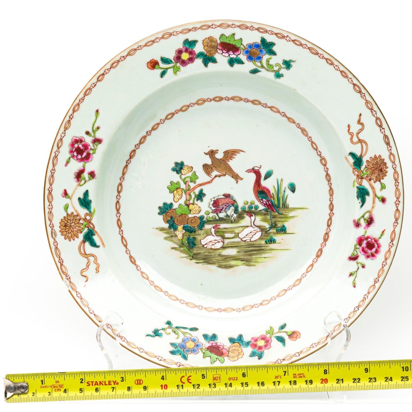 Chinese Qianlong Porcelain Plate Famille Rose Gilt European Aqua Birds Qing 18C - Image 12