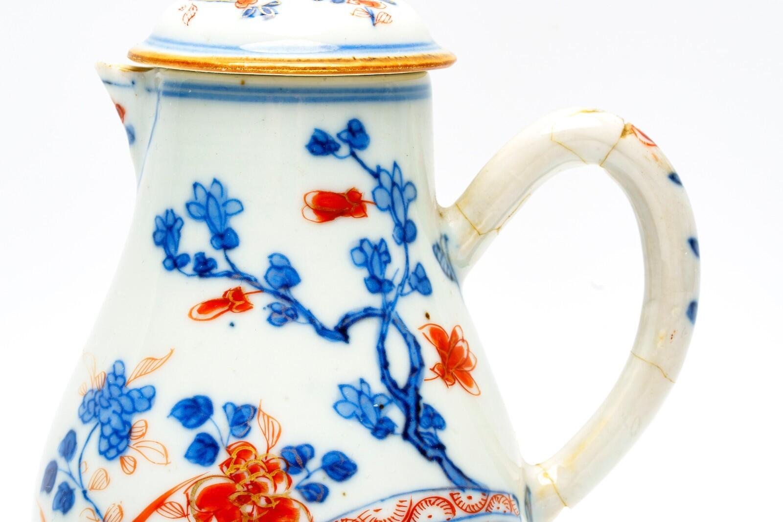 Chinese Porcelain Kangxi Jug Creamer Cover Imari Gilt Flower Qing Period 18C - Image 4